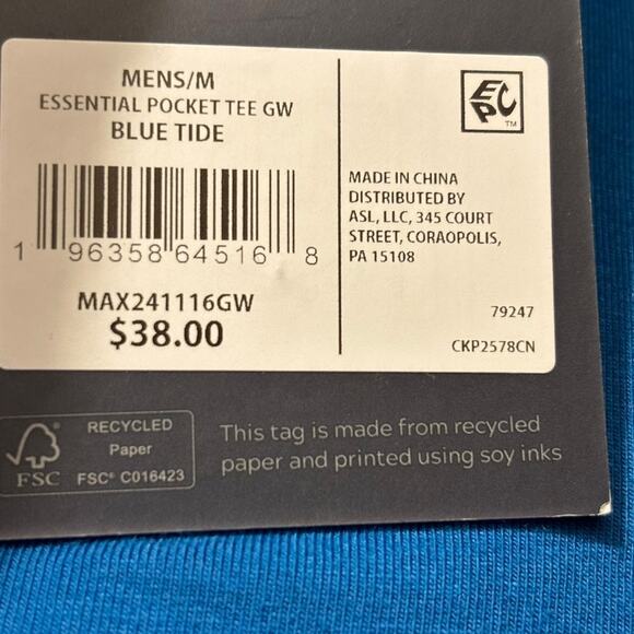 VRST NWT Men's Icon Short Sleeve Tee in Blue Tide Size Medium - Picture 4 of 5